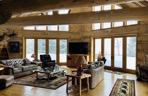 Presque Isle Cabin | Total privacy, private beach, one of a kind full log home