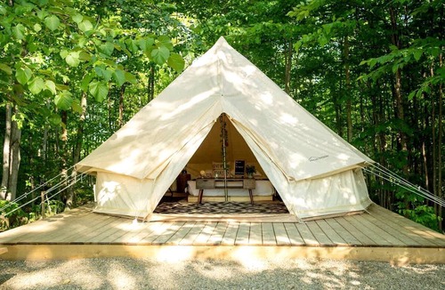 Miller Lake RV Rental | Tranquil Forest Oasis: Fabulous Bell Tent for Two near Tobermory, Canada