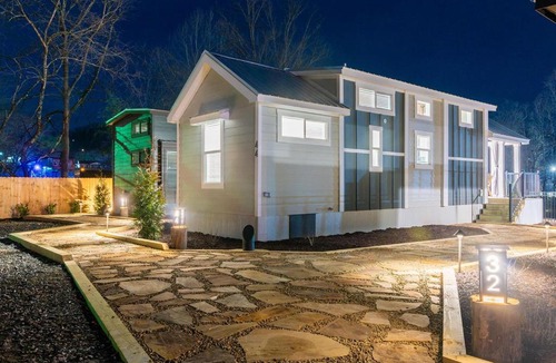 Bryson City Villa | Trout River Tiny Luxury Living with River Views