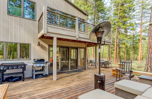 Black Butte Ranch House | Unique & secluded forest home with pool, hot tubs, tennis, sauna, & basketball