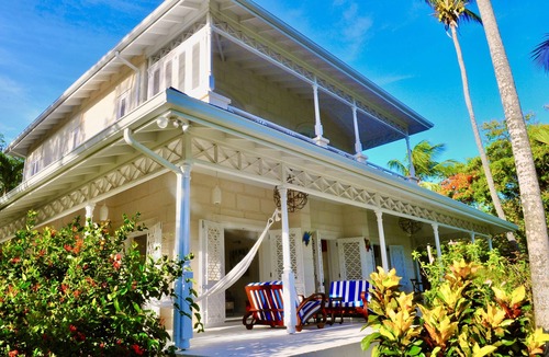 Trents Villa | Unique, Secluded Corral Stone Villa with large gardens and private beach access