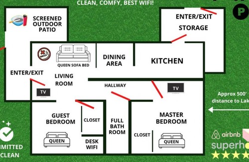Windermere House | UNIT A · Private Lakeside Bungalow! Comfy, Clean, 1GB WiFi