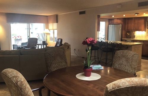 Cottonwood House | Updated 2BR end unit townhome, 10th tee box with water view and wrap around deck