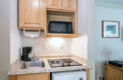 Telluride Hotel | Updated Hotel Room With Kitchenette, Seating Area at the Mountainside Inn
