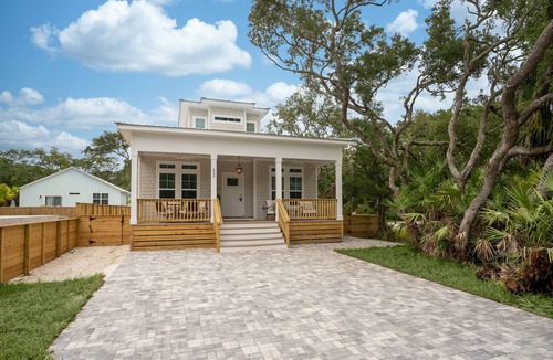 Vilano Beach House | Vilano Beach Vacation Stop. 2 masters, Private Heated pool, Steps to the Beach!