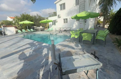 Pegeia Villa | Villa Coralia Gardens 1km From Coral Bay Beach With Jaguzzi And Heated Pool