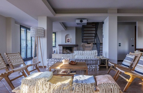 Fiorenzuola di Focara Villa | Villa with a pool, sunrise, and sunset over the sea