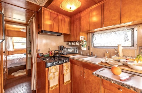 Chatsworth House | Vintage Glamping Travel Trailer with Views of San Fernando Valley near Los Angeles, California