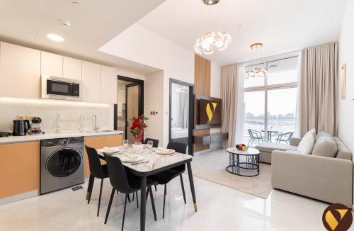 Al Barsha Apartment | Vogue Vacation Homes, Arjan Skyz by Danube near Miracle Garden, One Bedroom Apartment with Balcony and City View, Access to all Amenities