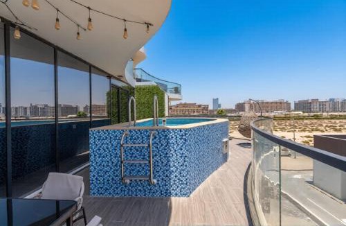 Dubai Apartment | Vogue Vacation Homes, Samana Golf Avenue Dubai Studio City near First Avenue Mall, Two Bedroom Apartment with Balcony and Private Pool, Access to all Amenities