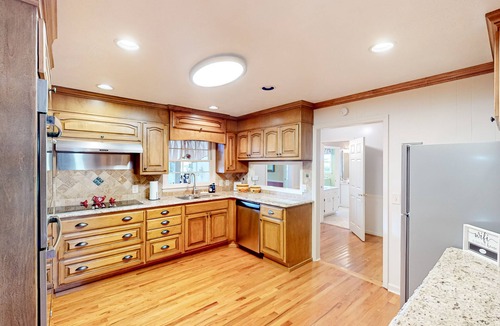 Orchard Hill House | Water-view home with private pool, large deck, firepit, fishing, fireplace, W/D