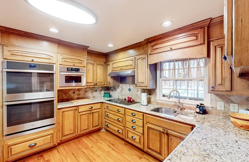 Orchard Hill House | Water-view home with private pool, large deck, firepit, fishing, fireplace, W/D