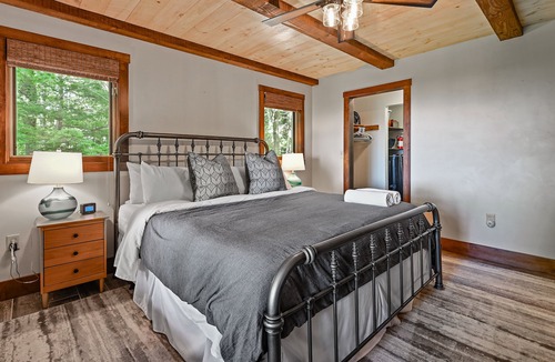 Sturgeon Bay Cabin | Water view on a bluff- Bay side with hot tub