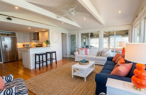 Hull House | Waterfront Beach House w/bay views, hot tub, private beach, bikes, & firepit!