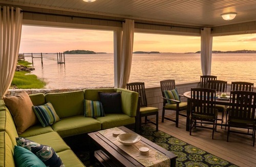 Hull House | Waterfront Beach House w/bay views, hot tub, private beach, bikes, & firepit!
