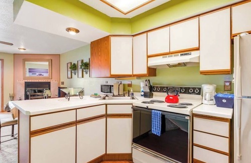 Lake Delton Condo | Waterfront condo with resort amenities, grill, firepit, jetted tub, & partial AC