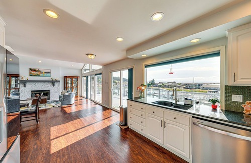 Oak Harbor Cottage | Waterfront Home w/Dock, Hot Tub, Fire Pit