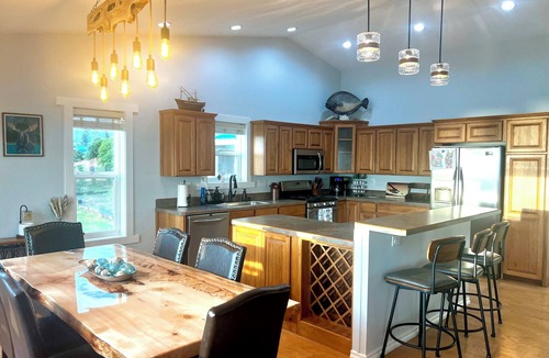 Happy Valley House | Waterfront retreat with stunning views of Iliamna Volcano: The View - Full House
