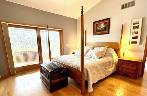 Janesville House | Waterfront retreat with pier near Woodman's convention ctr & downtown Janesville