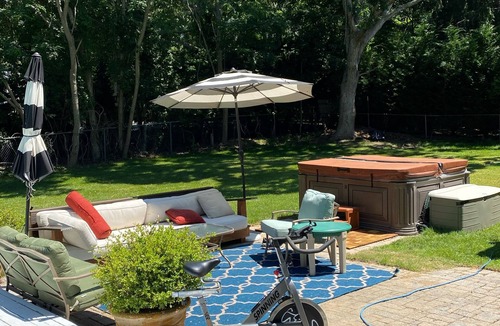 Westhampton Beach House | WHB .5 acre Heated pool, spa, walk main st bike beach.Gym, outdoor kitchen