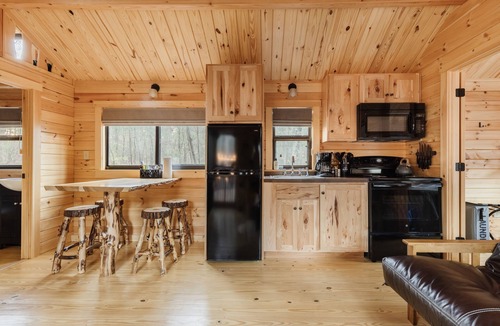 Forsyth Cabin | Woodland Chalet w/HOT TUB, Deck + Private Lake!