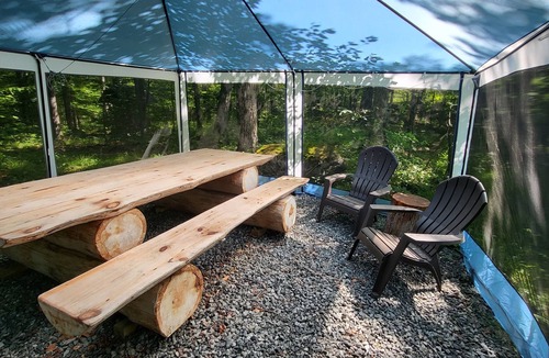 Meacham RV Rental | Your private hill-top furnished glamping site on 50 private Adirondack acres