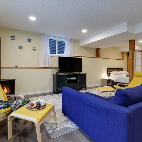 Adorable private suite with indoor fire place