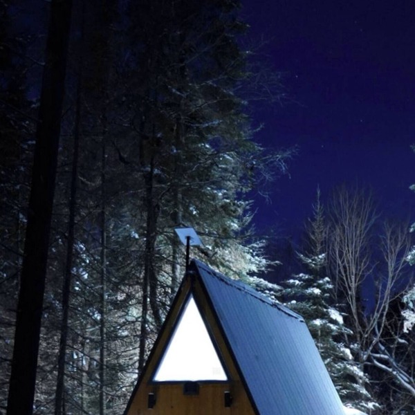 aframe in the woods.