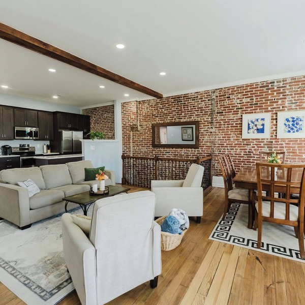 Arch View from private deck, 2BR 2BA sleeps 5. Newly rehabbed historic building