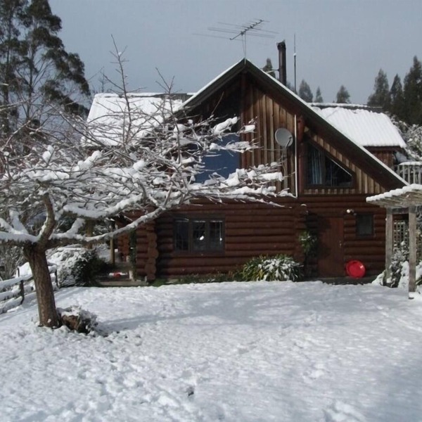 Authentic Canadian log house with the view of Mount Ruapehu