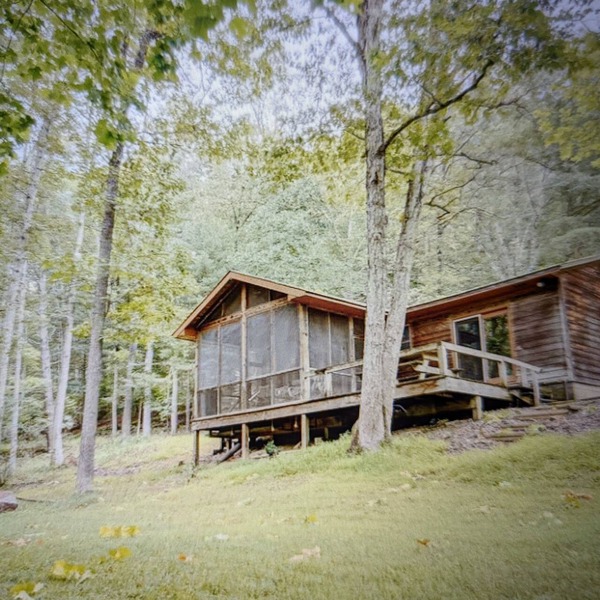 Backyard creek, screened porch
