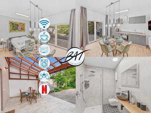BAT Home Solutions Trier - alles was ein Hotel nicht bietet - Apartment mit STERNEN-Schlaf - ruhig im privaten hist Innenhof-Terrasse-Grill-Pergola - 5 Min zur Altstadt - direkt am Südbahnhof - für bis zu 4 Personen