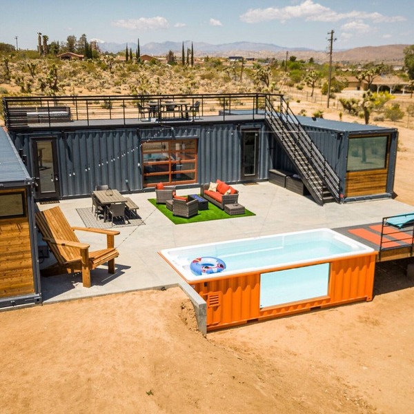 Box on the Rox Container home + heated pool