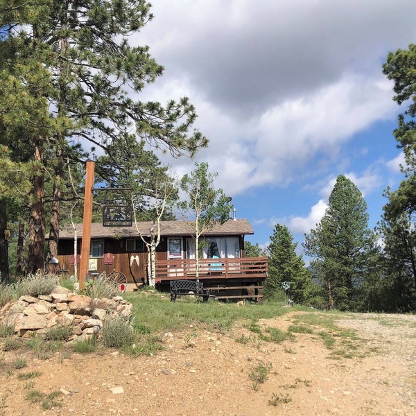 Cabin on a mountain in a forest