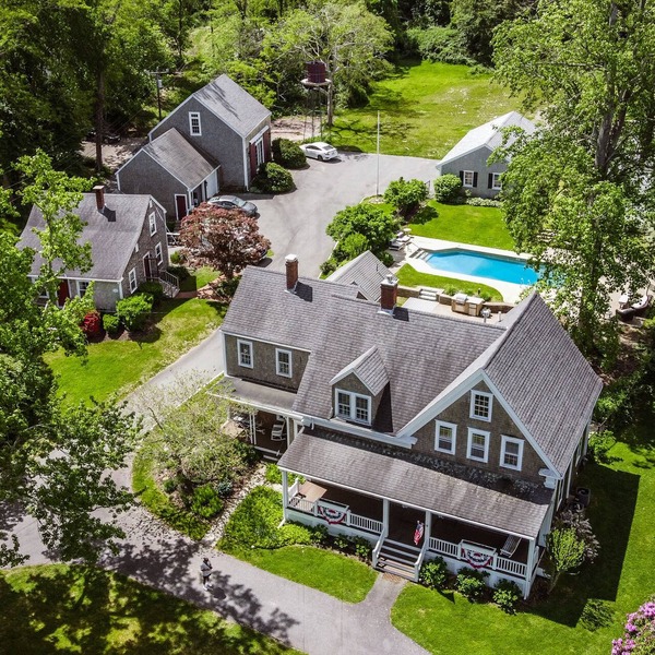 Cape Cod Estate: 2 Homes, Pool, Tennis Court, Game Barn and Bar, Sleeps 20