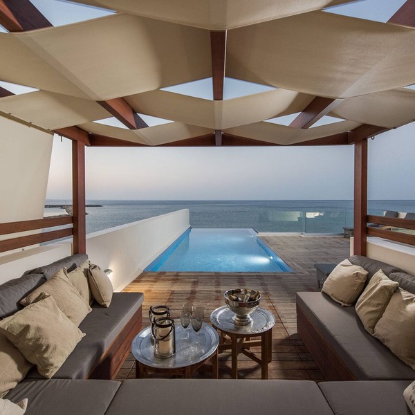 CELESTINE, beach front villa with roof top pool and spectacular views.