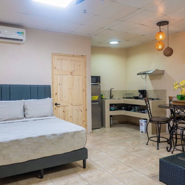 Charming studio with full kitchen, fast WiFi, shared laundry & cozy sofa bed