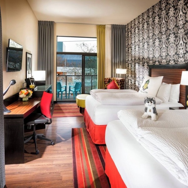 Diva Two Queen Junior Suite at Staypineapple, The Maxwell Hotel, Seattle Center