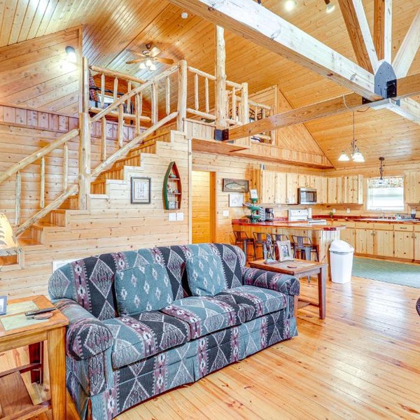 Fire Pit, Screened Deck: Riverfront Ozarks Cabin!