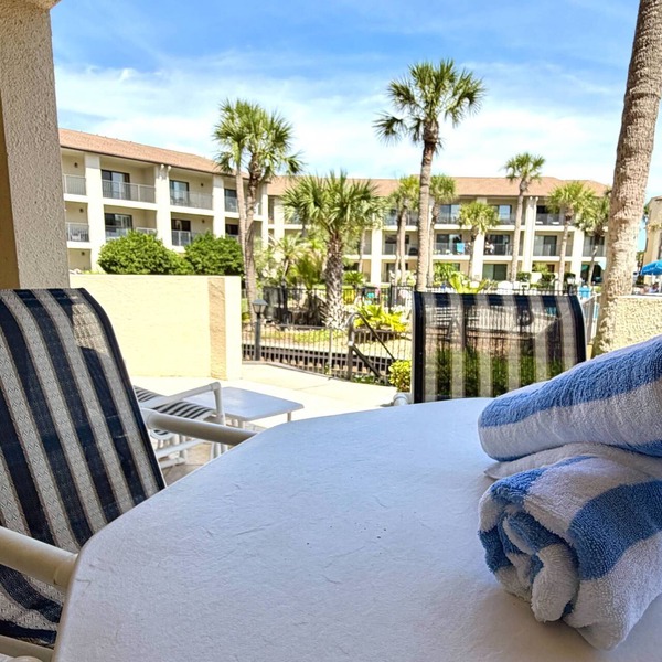 First Floor Condo, Two Pools, Large Patio, Outdoor Dining, Direct Beach Access, $300 in Free Tickets