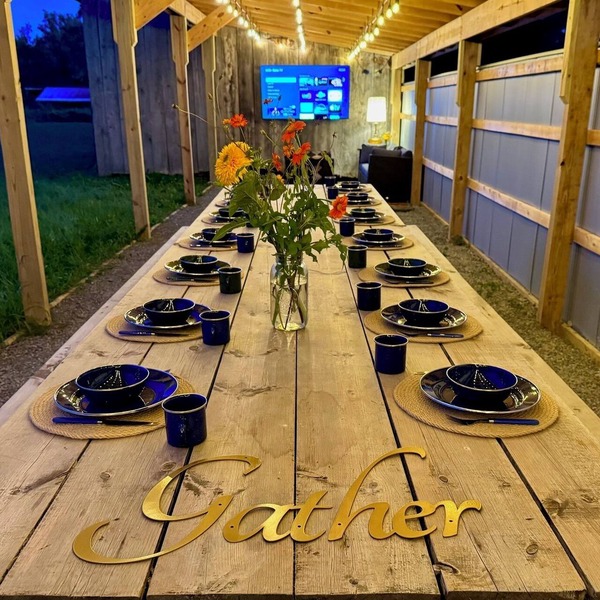 Gather at Hector Meadows Ranch: 4 curated spaces with fire pits, games and swimming pond!