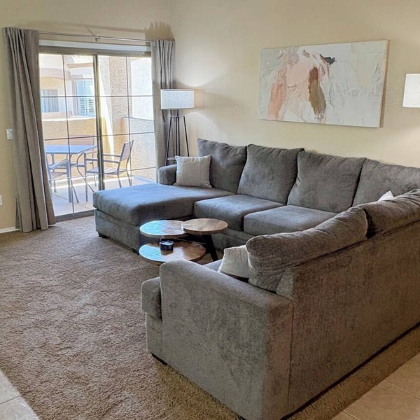 Heated Pools, King Bed, Fast Wi-Fi – Gated East Mesa 2BR Condo with Balcony