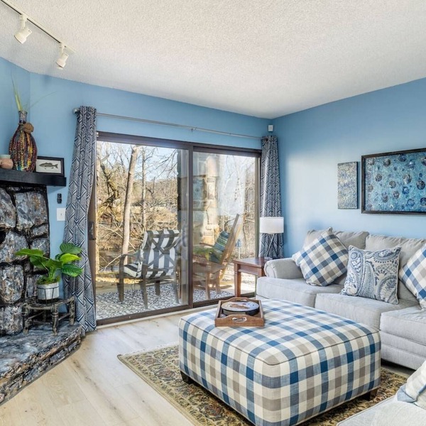 Just steps from your private patio to the river