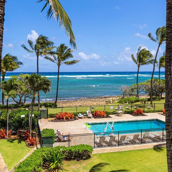 Kapaa Shore Ocean & Pool View Condo