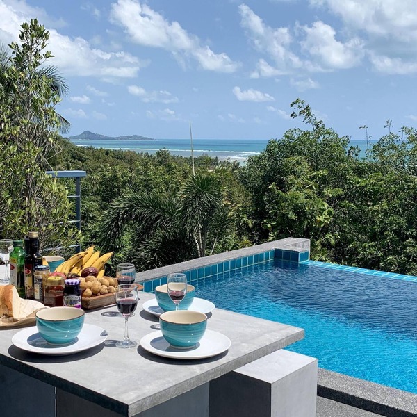 Ko Samui Sea View Pool villa Seren, with car, just 400m to the Beach