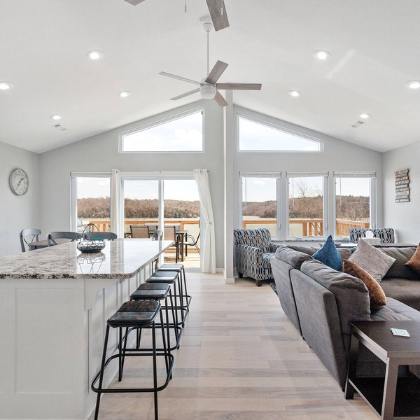 Lakeview Oasis has a panoramic lake view from the deck perfect for any getaway!