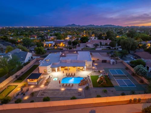 Luxury Oasis Slide Pool Pickleball Game Room