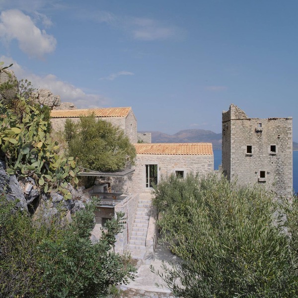 Maina, a traditional hillside house with full sea view in Mani, Peloponnese.