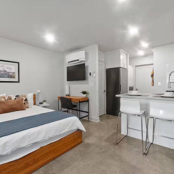 Modern Studio by Light Rail Kitchen, Parking, AC, W/D