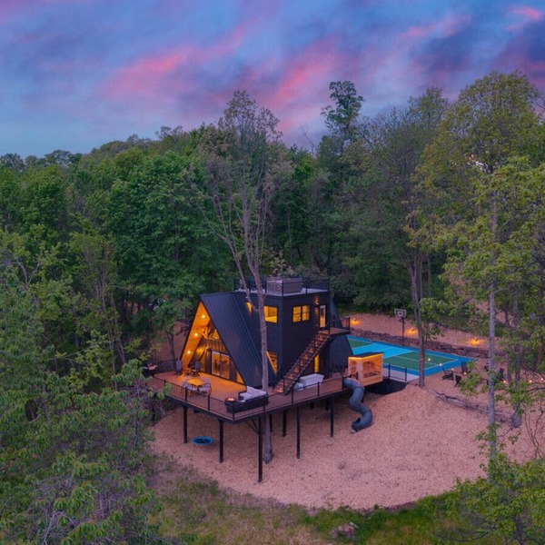 Mountain-Top A-Frame Retreat | Rooftop Hot Tub